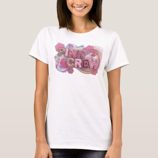 Scherpe Roze PINK CREW Custom T-shirt (Voorkant)