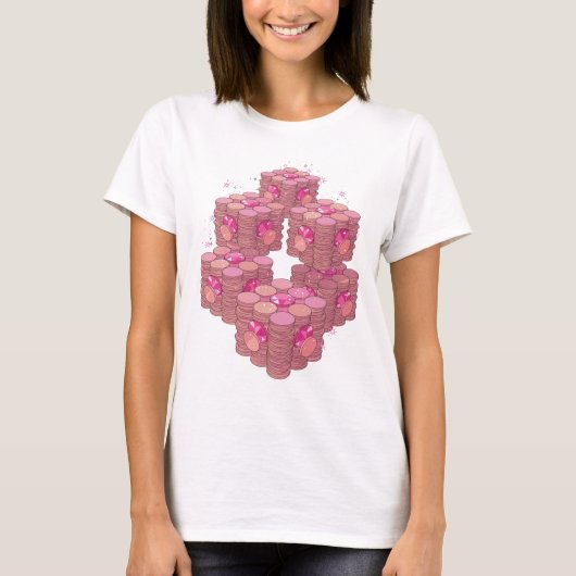 Scherpe Roze ROZE MUNTEN Design T-shirt (Voorkant)