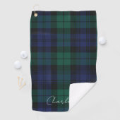 Scherpe rustieke elegante groene tartan golfhanddoek (Insitu)