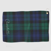 Scherpe rustieke elegante groene tartan golfhanddoek (Horizontaal)