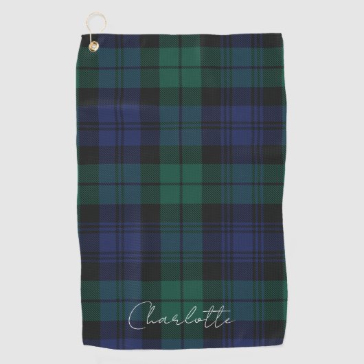 Scherpe rustieke elegante groene tartan golfhanddoek (Voorkant)
