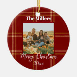 Scherpe Schotse Tartan Kerstmis Aanpasbare Foto Te Keramisch Ornament