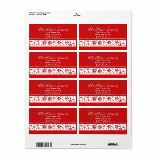 Scherpe Sneeuwvlok Kerst Adreslabel Etiket (Full Sheet)