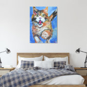 Scherpe Springende Schotse Kat Canvas Afdruk (Insitu (Slaapkamer))