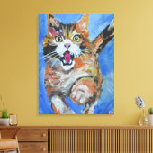 Scherpe Springende Schotse Kat Canvas Afdruk (Insitu (Woonkamer))