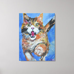 Scherpe Springende Schotse Kat Canvas Afdruk