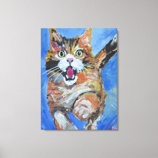 Scherpe Springende Schotse Kat Canvas Afdruk (Voorkant)