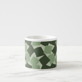 Scherpe Start: Abstract Geometrisch Vintage Salie Espresso Kop