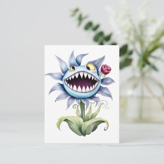 Scherpe tanden Monster Bloem Briefkaart (Staand voorkant)