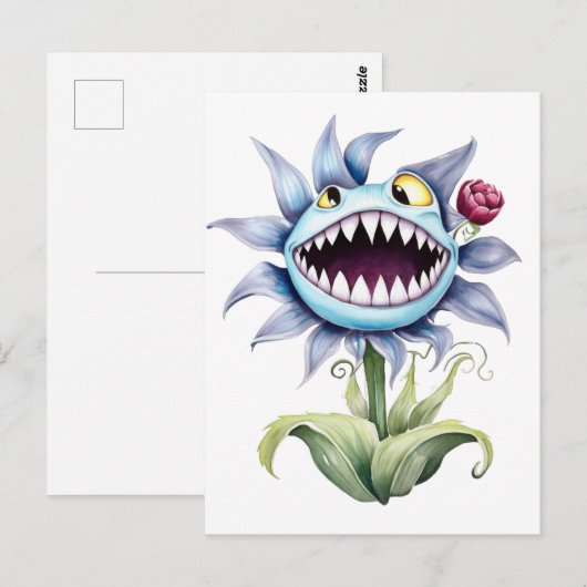 Scherpe tanden Monster Bloem Briefkaart (Voorkant / Achterkant)