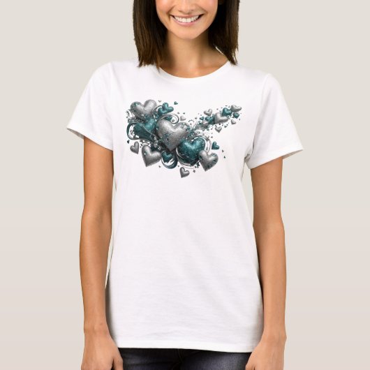 Scherpe Teal ABSTRACTE KUNST Ontwerp T-shirt (Voorkant)
