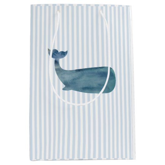 Scherpe Walvis Blauwe Streep Preppy Medium Cadeauzakje (Voorkant)