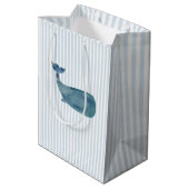 Scherpe Walvis Blauwe Streep Preppy Medium Cadeauzakje (Achterkant Gekanteld)