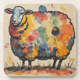 Scherpe Waterverf Schapen Schilderij Bier Onderzetter