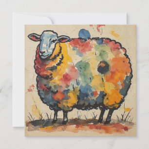 Scherpe Waterverf Schapen Schilderij Kaart