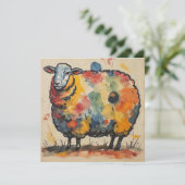 Scherpe Waterverf Schapen Schilderij Save The Date (Staand voorkant)