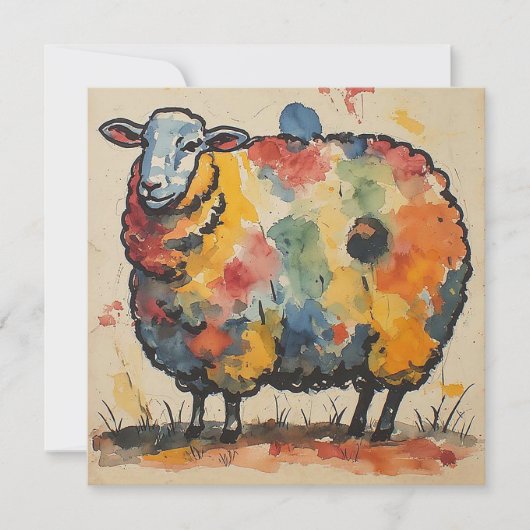 Scherpe Waterverf Schapen Schilderij Save The Date (Voorkant)