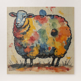 Scherpe Waterverf Schapen Schildering Legpuzzel