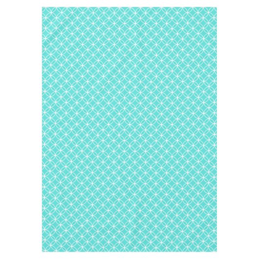 Scherpe witte doorsnede cirkels op blauwgroen zeeb tafelkleed (Voorkant)