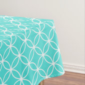 Scherpe witte doorsnede cirkels op blauwgroen zeeb tafelkleed (Voorbeeld)