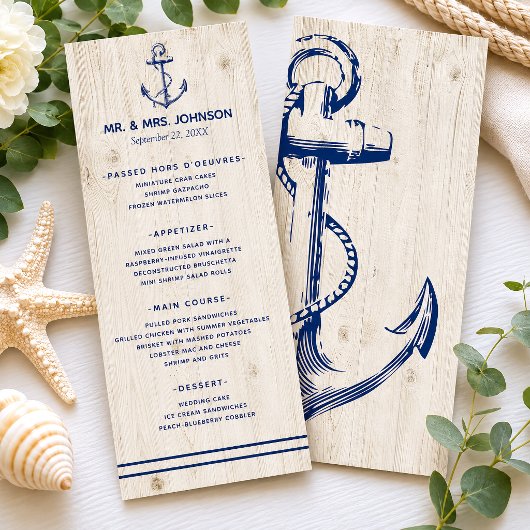 Scherpe Zeeanker Houten Bruiloft Menu