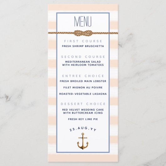 Scherpe Zeevaart Knoop Formele Gebeurtenis Koraal  Menu (Voorkant)