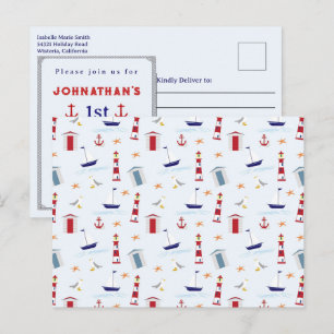 Scherpe Zeevaart Vuurtoren Patroon 1e Verjaardagsf Briefkaart