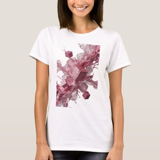 Scherpe Zilveren ABSTRACTE KUNST Statement T-shirt (Voorkant)