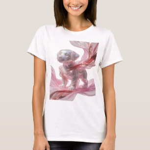 Scherpe Zilveren BABY PUPPY Artistieke Motief T-shirt