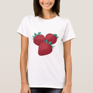 Scherpe Zilveren DRIE AARDBEIEN Design T-shirt