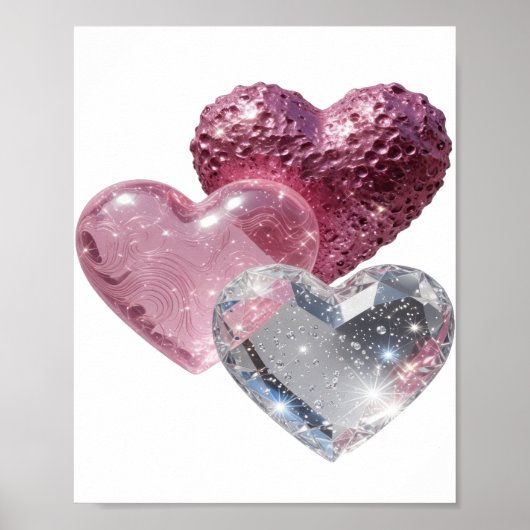 Scherpe Zilveren DRIE HARTEN v2 Poster (Voorkant)