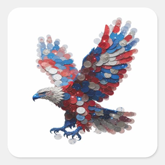Scherpe Zilveren EAGLE Sticker Afdruk (Voorkant)