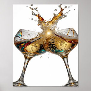 Scherpe Zilveren PROOST OP GOEDE GEZONDHEID 3D-Tek Poster