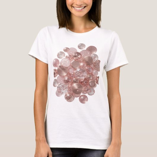Scherpe Zilveren ROSE GOLD GLITTER T-shirt (Voorkant)