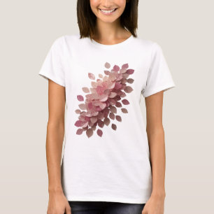 Scherpe Zilveren ROZE BLADEREN 3D Tekst Kunst T-shirt