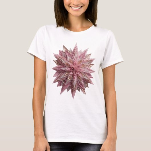 Scherpe Zilveren ROZE STER Statement Design T-shirt (Voorkant)