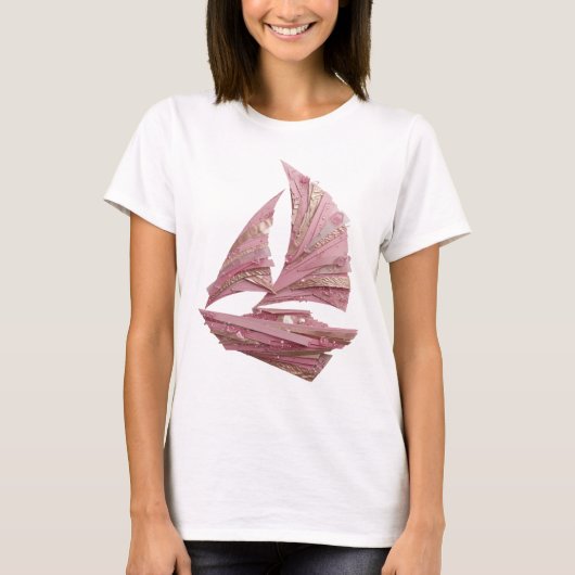 Scherpe Zilveren ROZE ZILILBOOT Statement Design T-shirt (Voorkant)