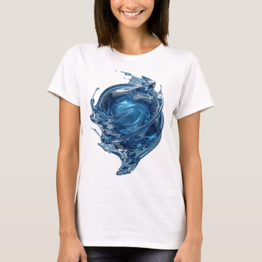 Scherpe Zilveren WATER WORLD Statement Design T-shirt (Voorkant)