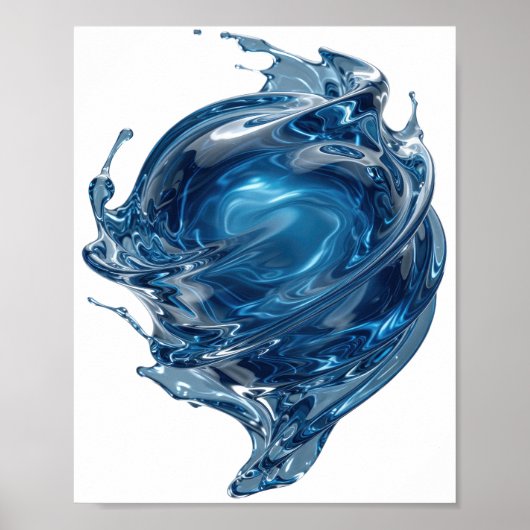 Scherpe Zilveren WATERWERELD Statement Design Poster (Voorkant)