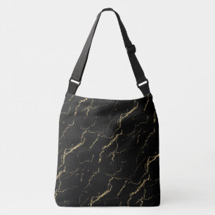 Scherpe zwarte en gouden marmer crossbody tas