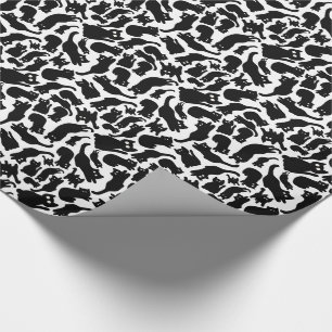 Scherpe Zwarte Kat Silhouetten Whimsical Cadeaupapier