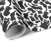 Scherpe Zwarte Kat Silhouetten Whimsical Cadeaupapier (Rol Hoek)