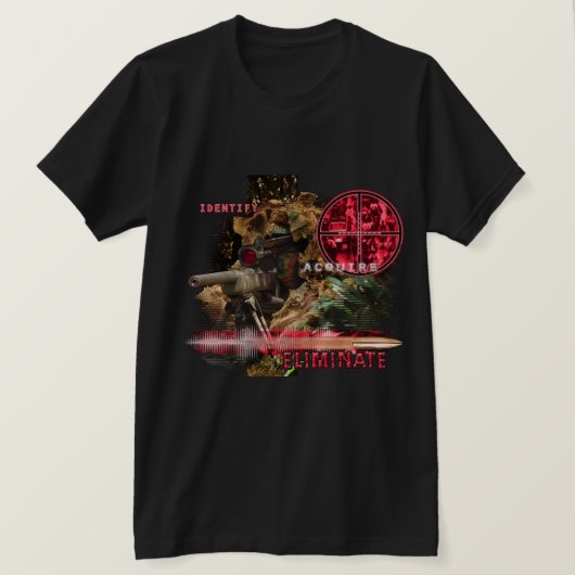 Scherpschutter Identificeer Verkrijg Elimineer T-shirt (Design voorkant)