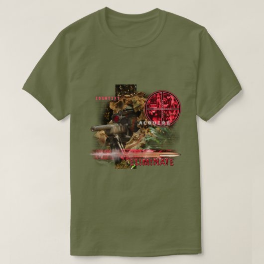 Scherpschutter Identificeer Verkrijg Elimineer T-shirt (Design voorkant)