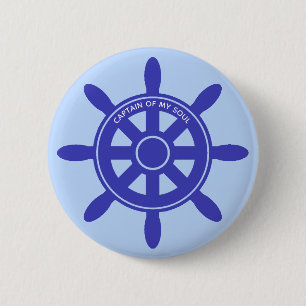 Scherpschutter koninklijk blauwe helm op lichtblau ronde button 5,7 cm