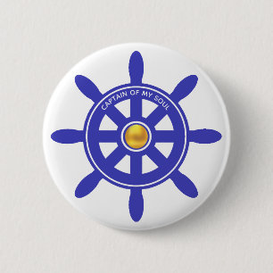 Scherpschutter rood koninklijk blauw schip roer op ronde button 5,7 cm
