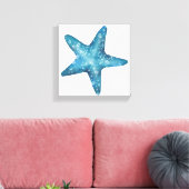 Scherpschutterende Waterverf Blauwe Zeester Canvas Afdruk (Insitu (Woonkamer))