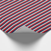 Scherpship Navy Blauw, Rood, Zilver Verticale Stre Cadeaupapier (Hoek)