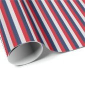 Scherpship Navy Blauw, Rood, Zilver Verticale Stre Cadeaupapier (Rol Hoek)