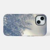 Scherptedieptefotografie van ijsscherven iPhone 15 case (Achterkant horizontaal)